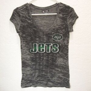 New York Jets Logo T-shirt V-Neck SZ S Fitted Short Sleeve Licensed NFL Football